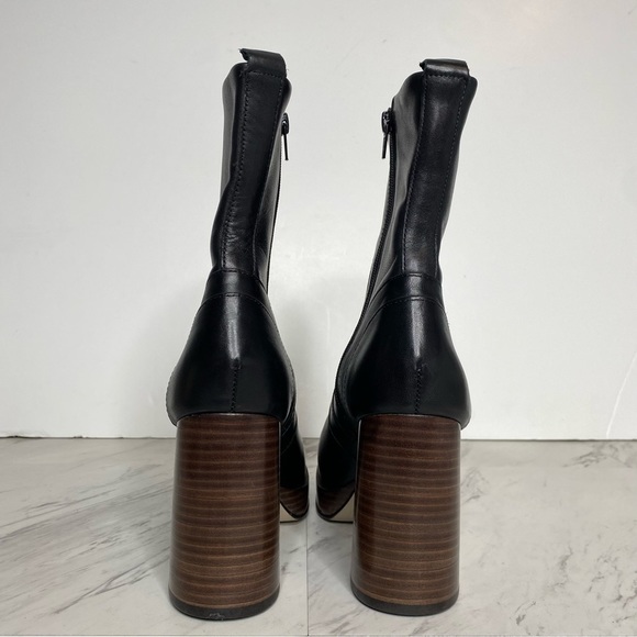 Steve Madden Edson Black Leather Heeled Platform Bootie 8.5 - Picture 3 of 13